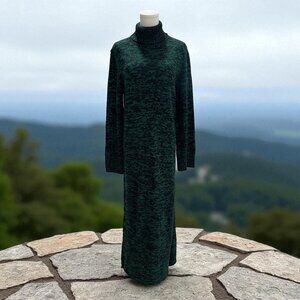 Violet Romance Green Black Knit Turtleneck Sweater Maxi Dress Size 8 Cozy Winter